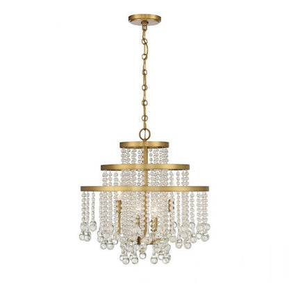 4-Light Chandelier, Warm Brass