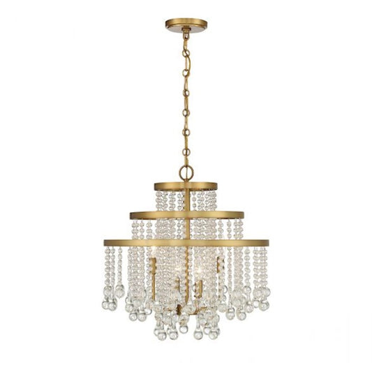 4-Light Chandelier, Warm Brass