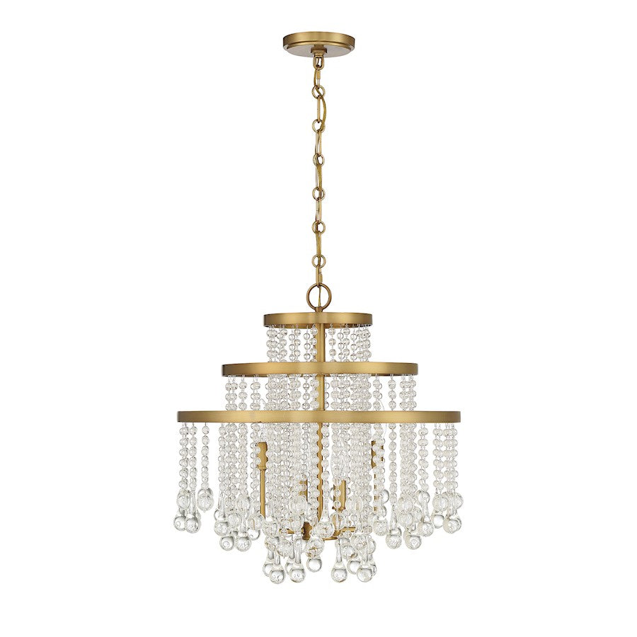 4-Light Chandelier, Warm Brass