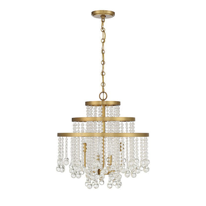 4-Light Chandelier, Warm Brass