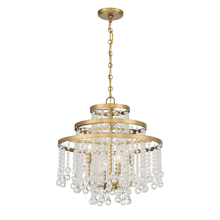 4-Light Chandelier, Warm Brass