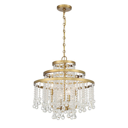 4-Light Chandelier, Warm Brass