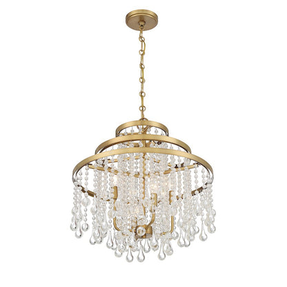 4-Light Chandelier, Warm Brass