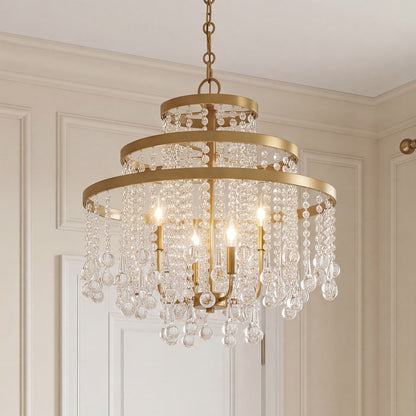 4-Light Chandelier, Warm Brass