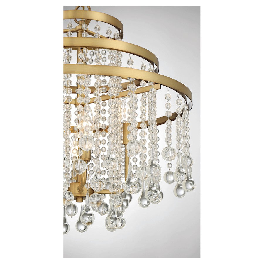 4-Light Chandelier, Warm Brass