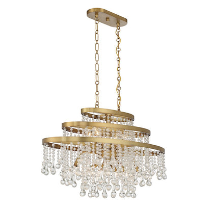 10 Light Oval Chandelier, Warm Brass