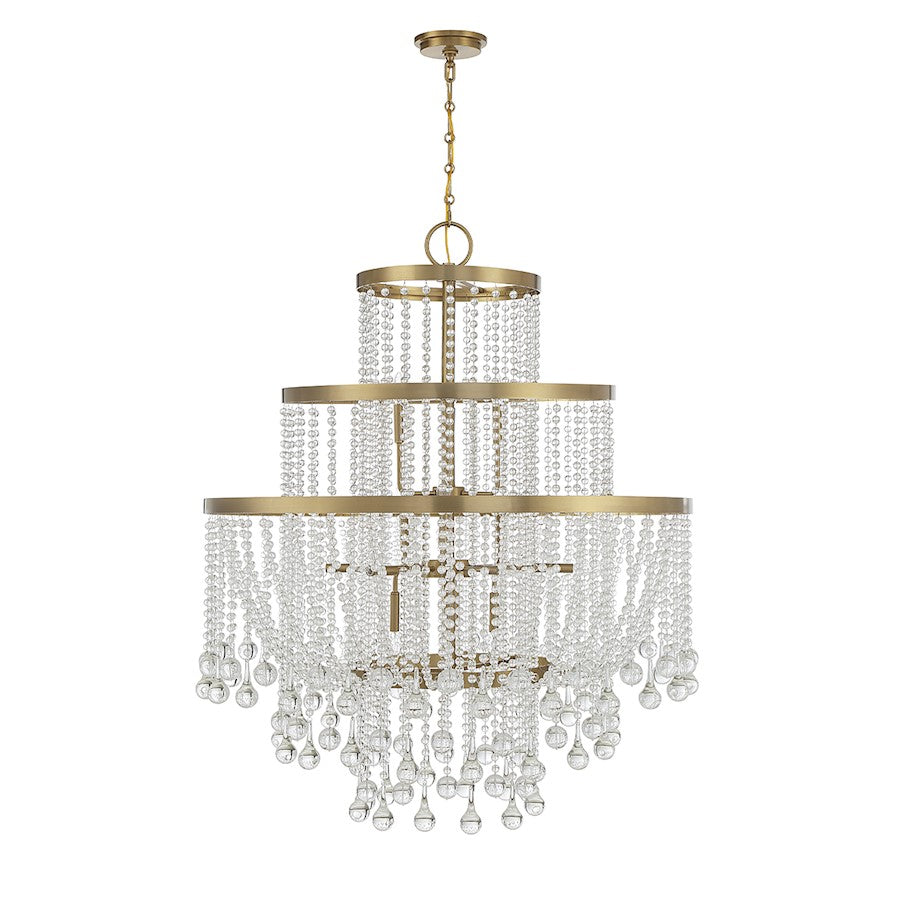 15 Light Chandelier, Warm Brass