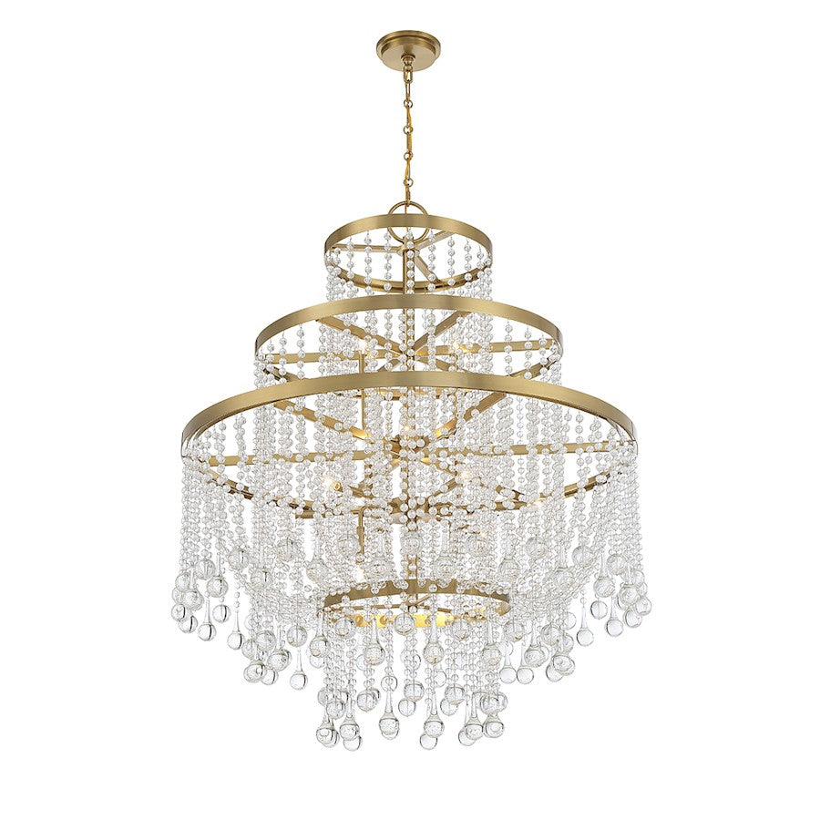 15 Light Chandelier, Warm Brass