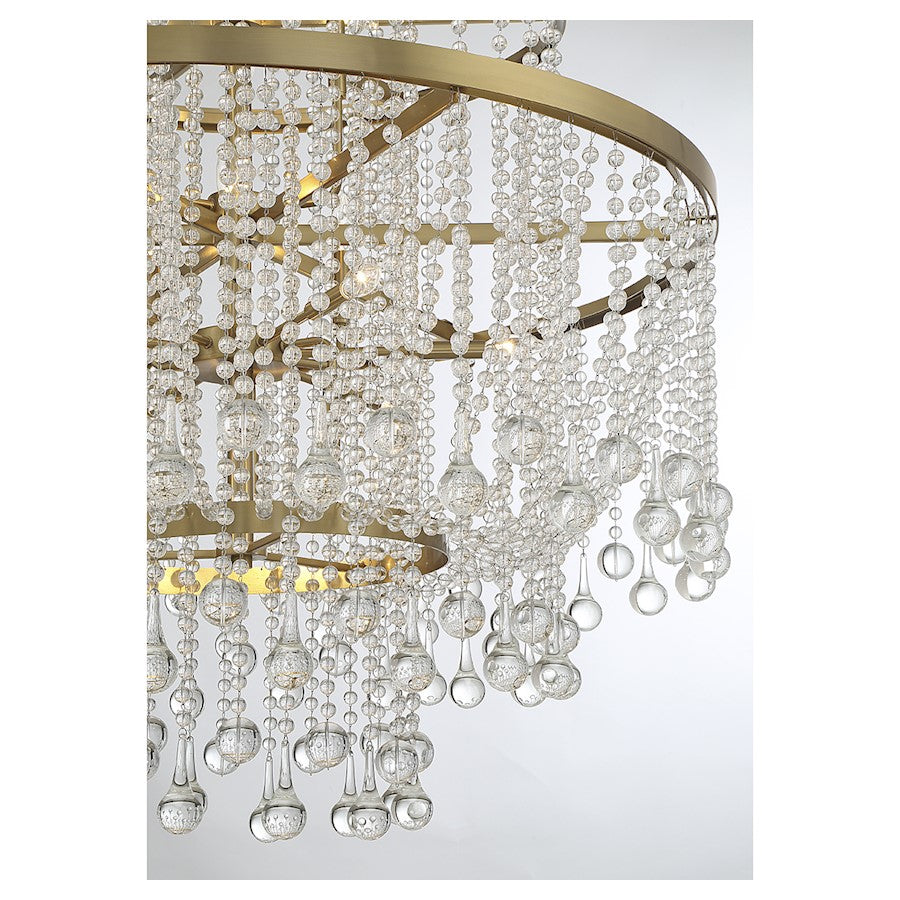 15 Light Chandelier, Warm Brass