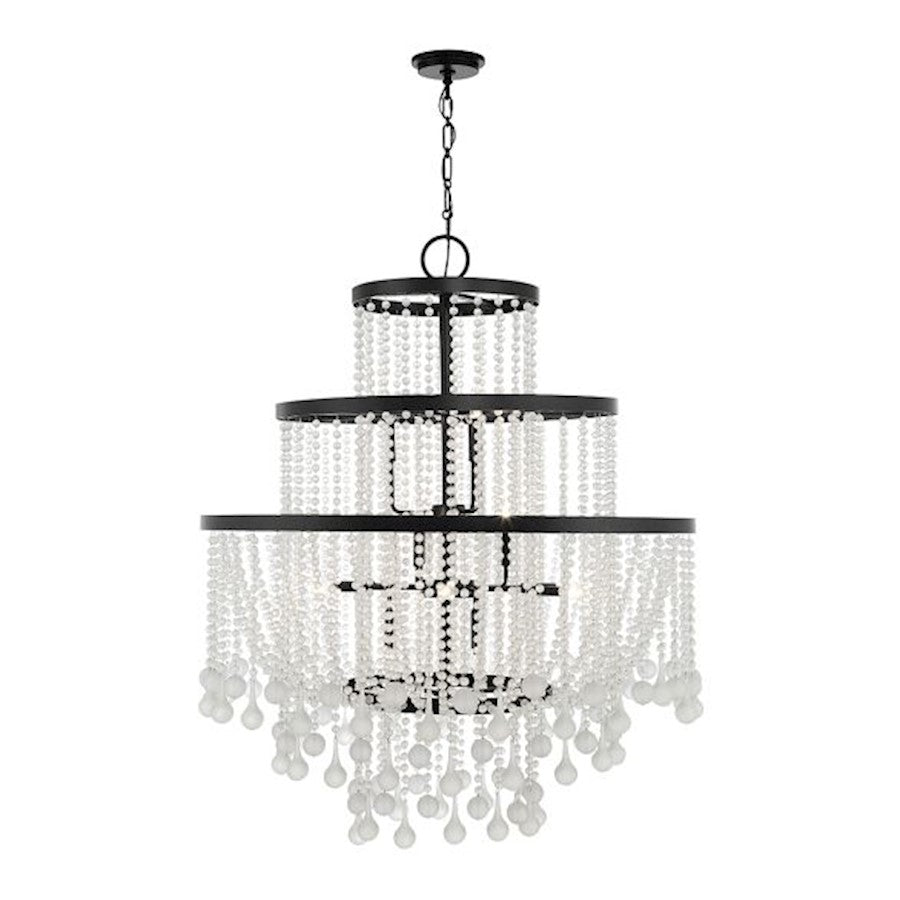 15 Light Chandelier, Matte Black