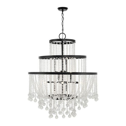 15 Light Chandelier, Matte Black
