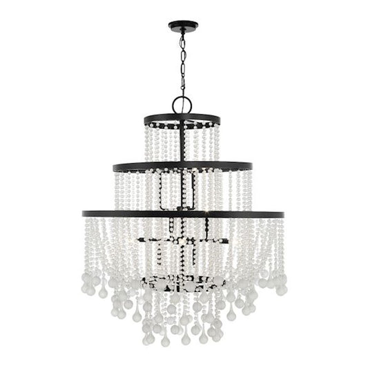 15 Light Chandelier, Matte Black