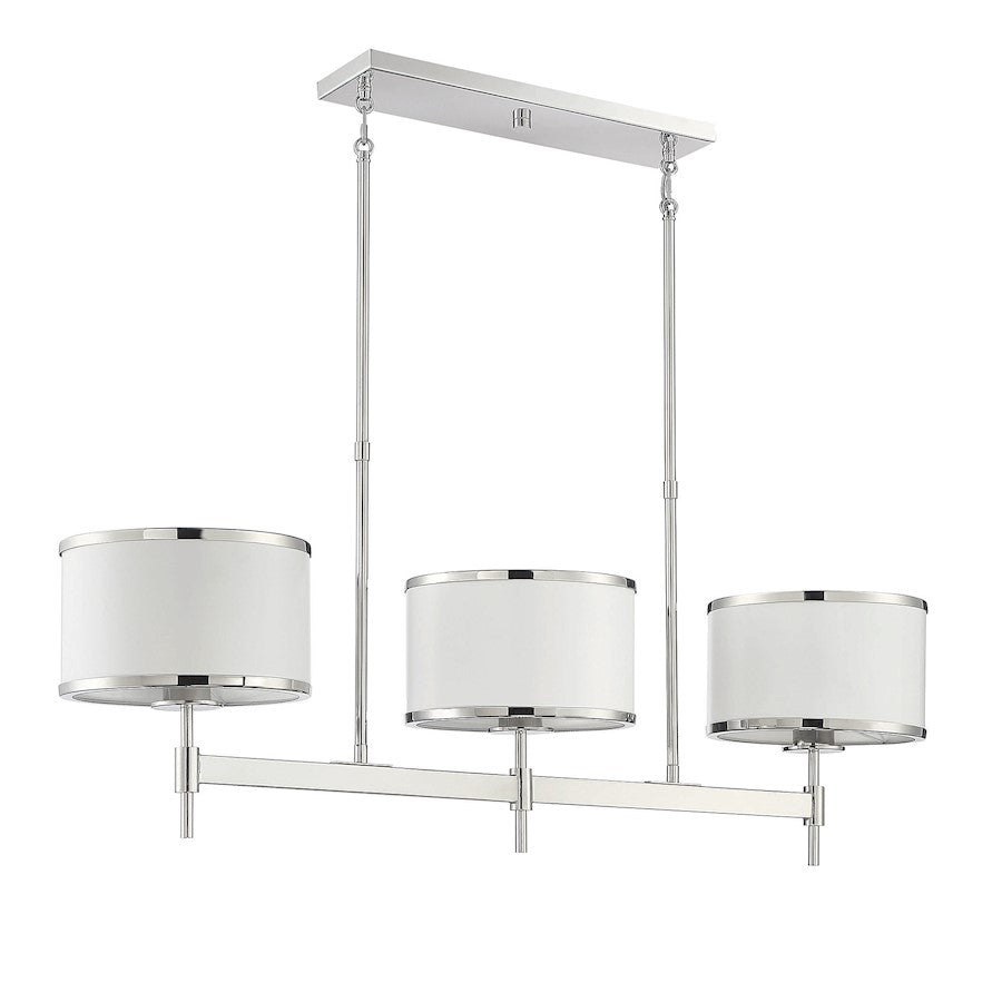 3 Light Linear Chandelier, White