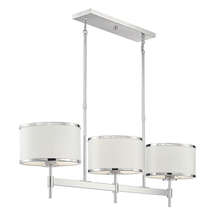 3 Light Linear Chandelier, White