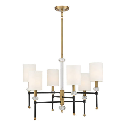 Savoy House Tivoli 6Lt 20" Chandelier, Black/Brass - 1-1887-6-143