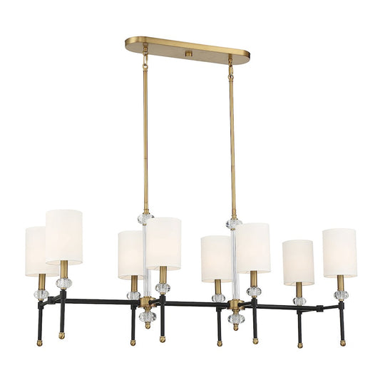 8 Light Linear Chandelier, Black