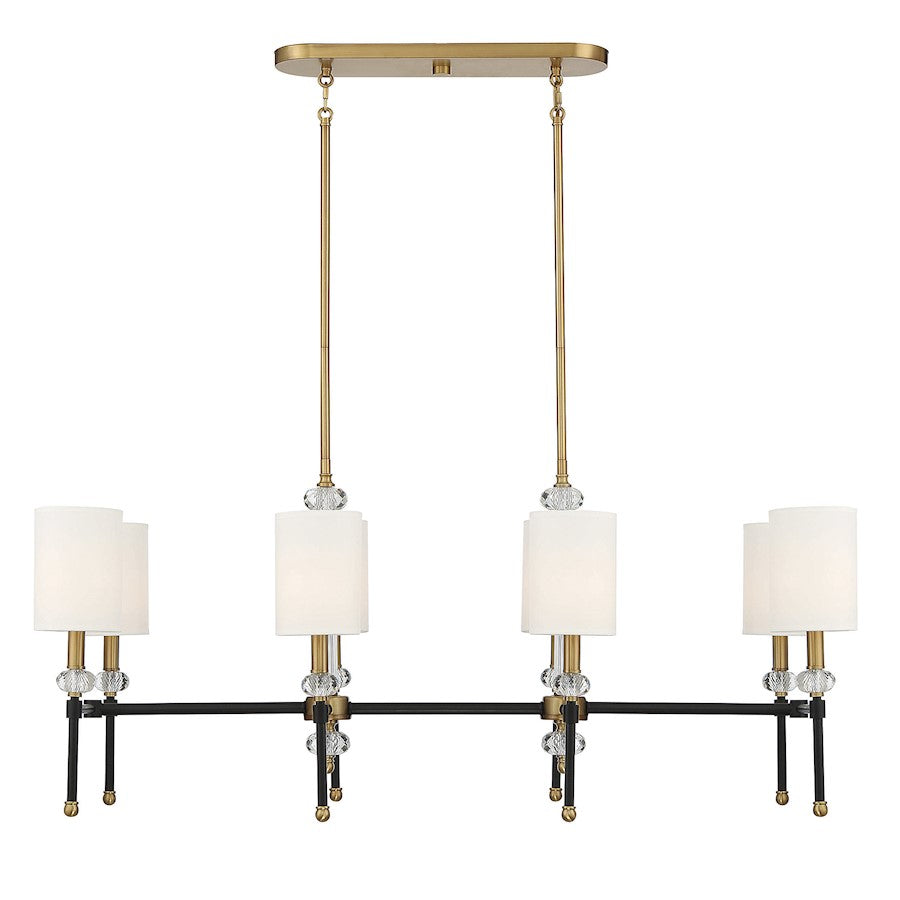 8 Light Linear Chandelier, Black