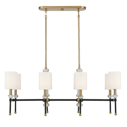 8 Light Linear Chandelier, Black