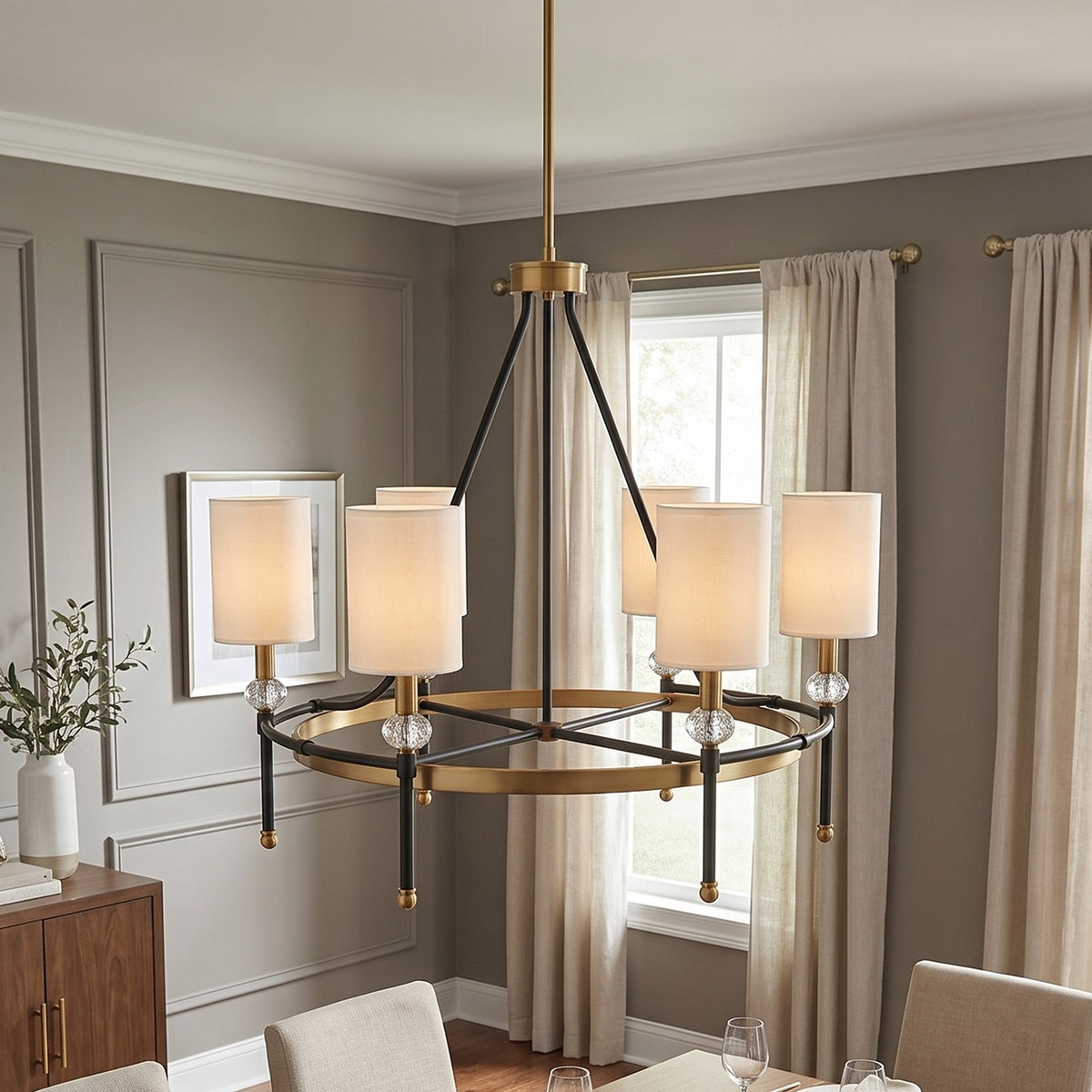 6 Light 24" Chandelier, Black