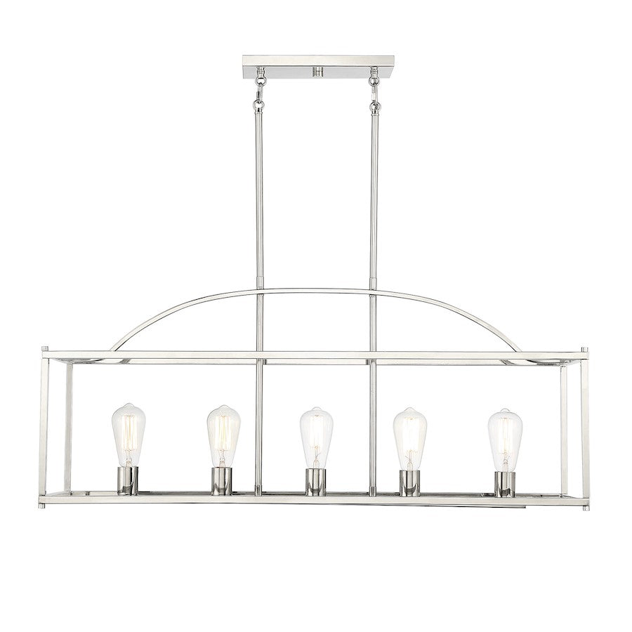 5-Light Linear Chandelier, Polished Nickel