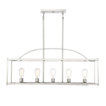 5-Light Linear Chandelier, Polished Nickel