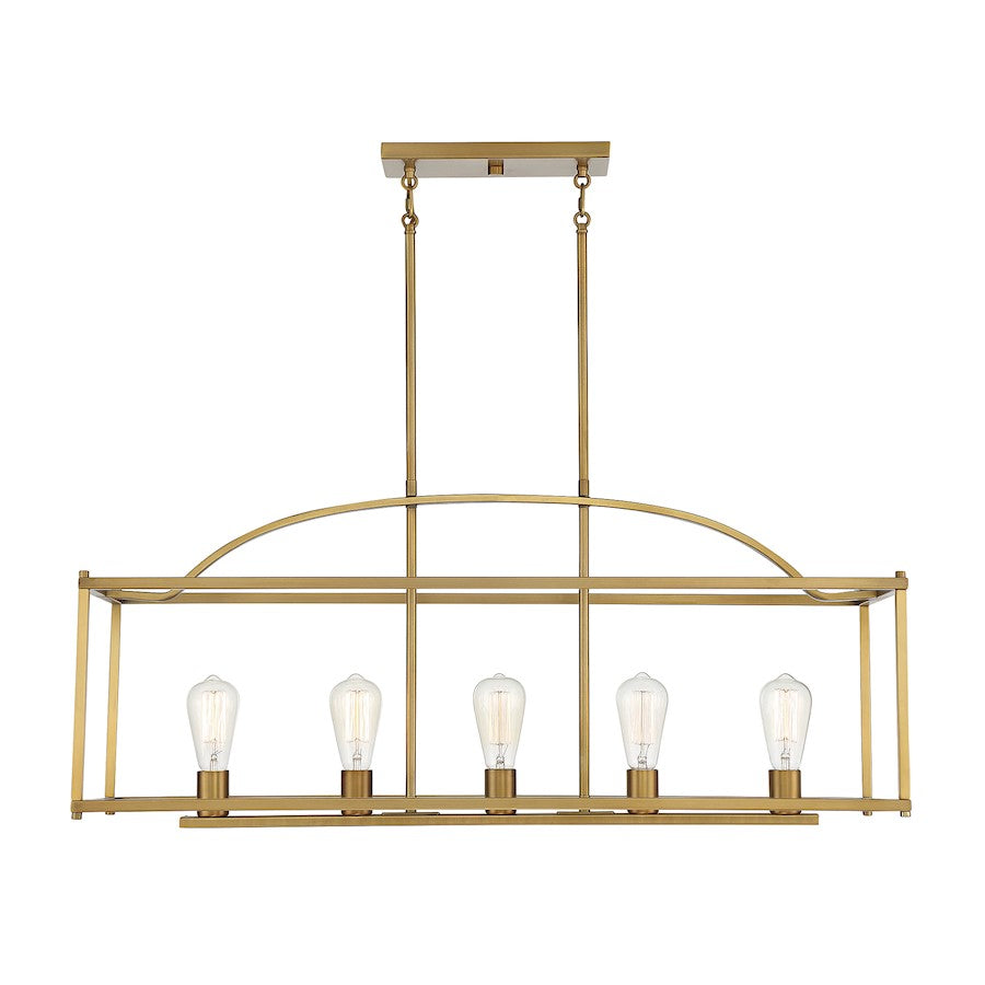 5-Light Linear Chandelier, Warm Brass