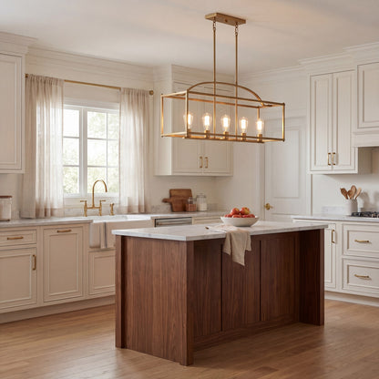 5-Light Linear Chandelier, Warm Brass