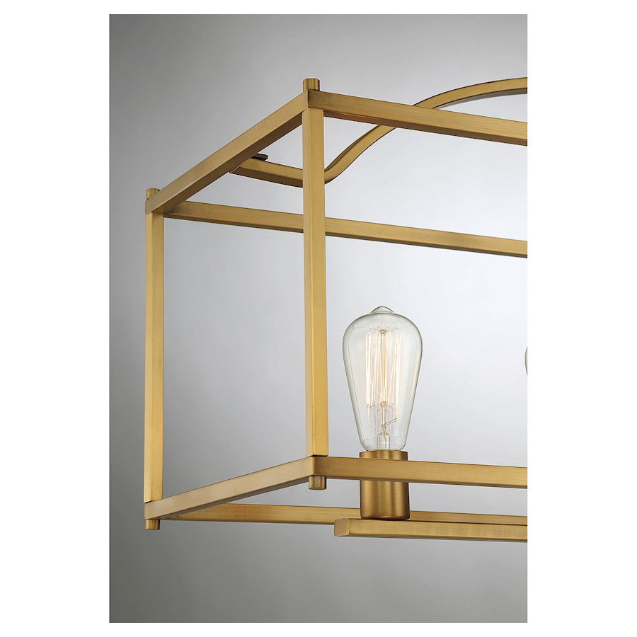 5-Light Linear Chandelier, Warm Brass