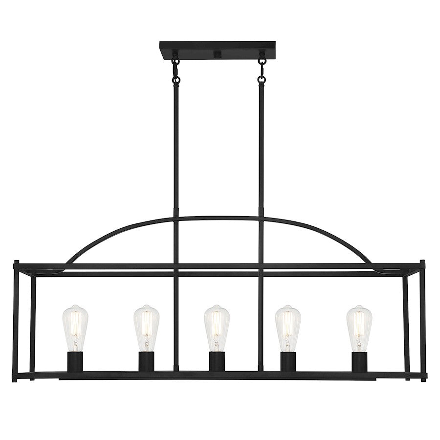 Savoy House Palladian 5-Light Linear Chandelier, Matte Black - 1-190-5-89