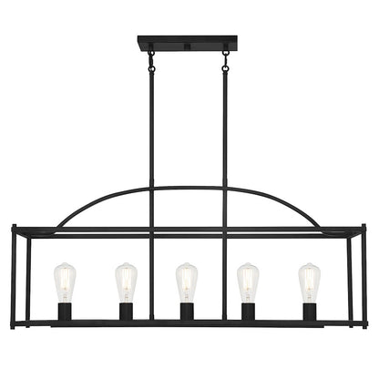 Savoy House Palladian 5-Light Linear Chandelier, Matte Black - 1-190-5-89