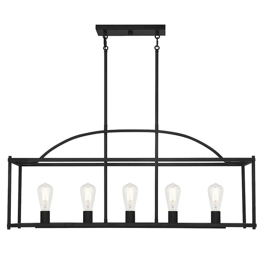 5-Light Linear Chandelier, Matte Black