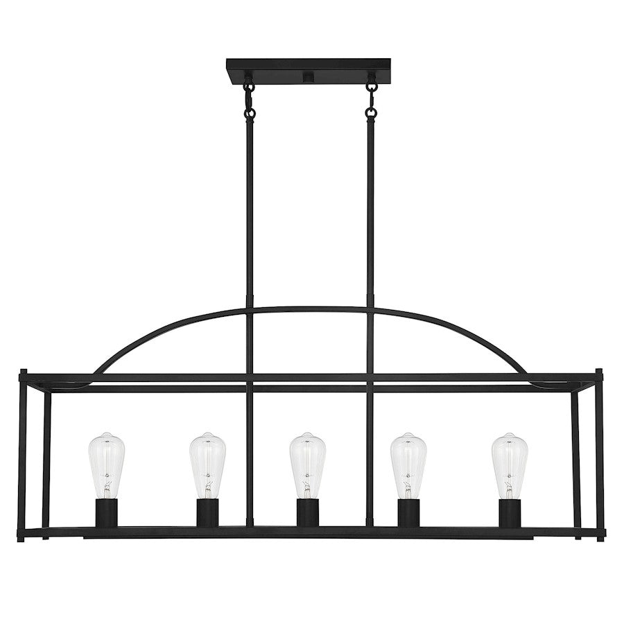 5-Light Linear Chandelier, Matte Black