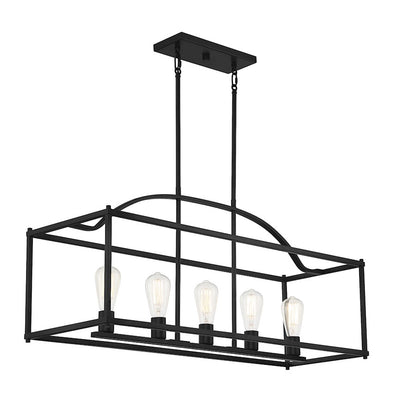 5-Light Linear Chandelier, Matte Black