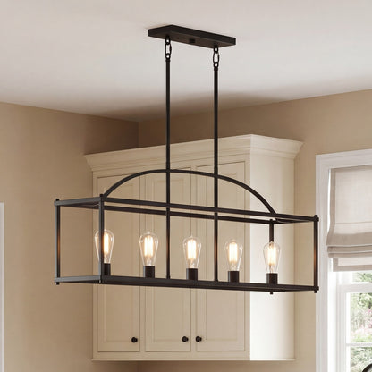 5-Light Linear Chandelier, Matte Black