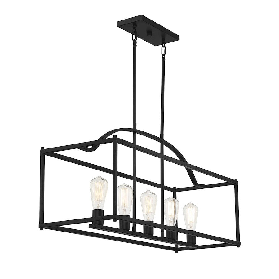 5-Light Linear Chandelier, Matte Black