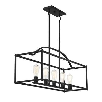 5-Light Linear Chandelier, Matte Black