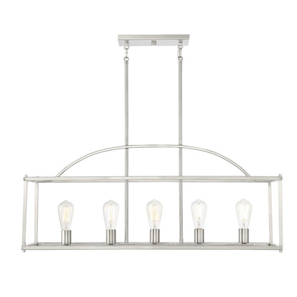 5-Light Linear Chandelier, Satin Nickel