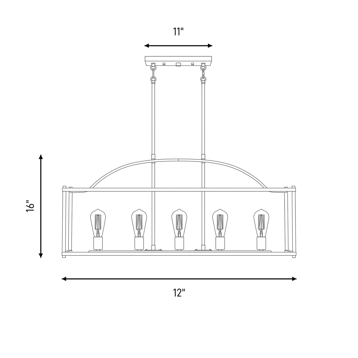 5-Light Linear Chandelier, Satin Nickel
