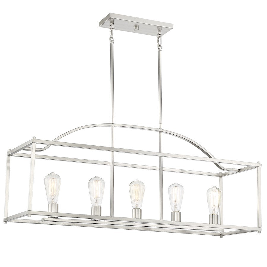 5-Light Linear Chandelier, Satin Nickel