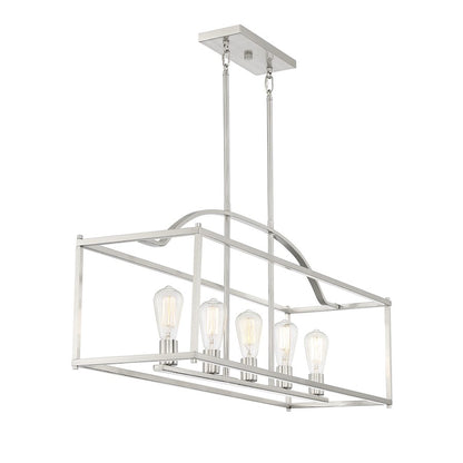 5-Light Linear Chandelier, Satin Nickel