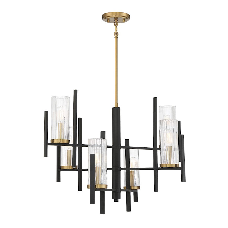 Savoy House Midland 6Lt Chandelier, Black/Brass - 1-1906-6-143