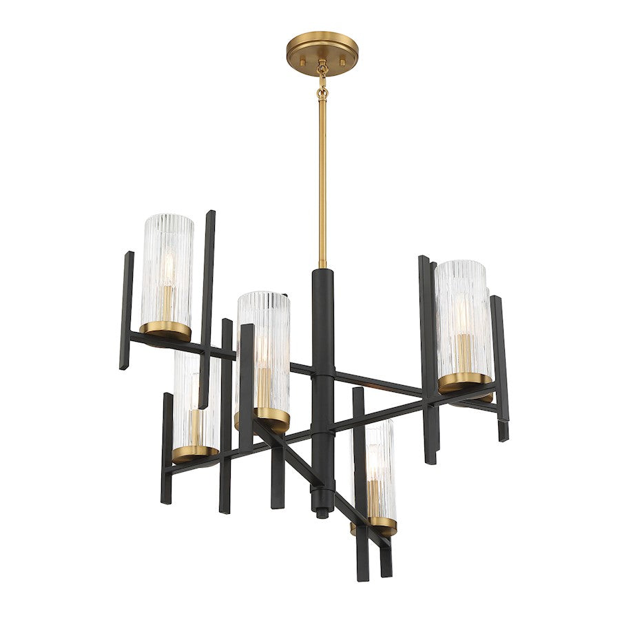 6 Light Chandelier, Black