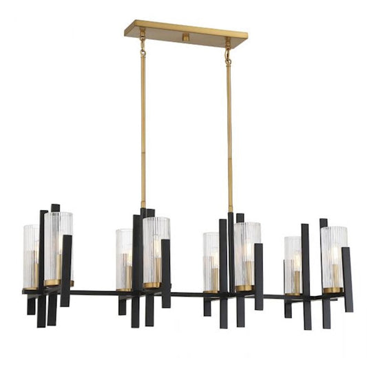 8 Light Linear Chandelier, Black