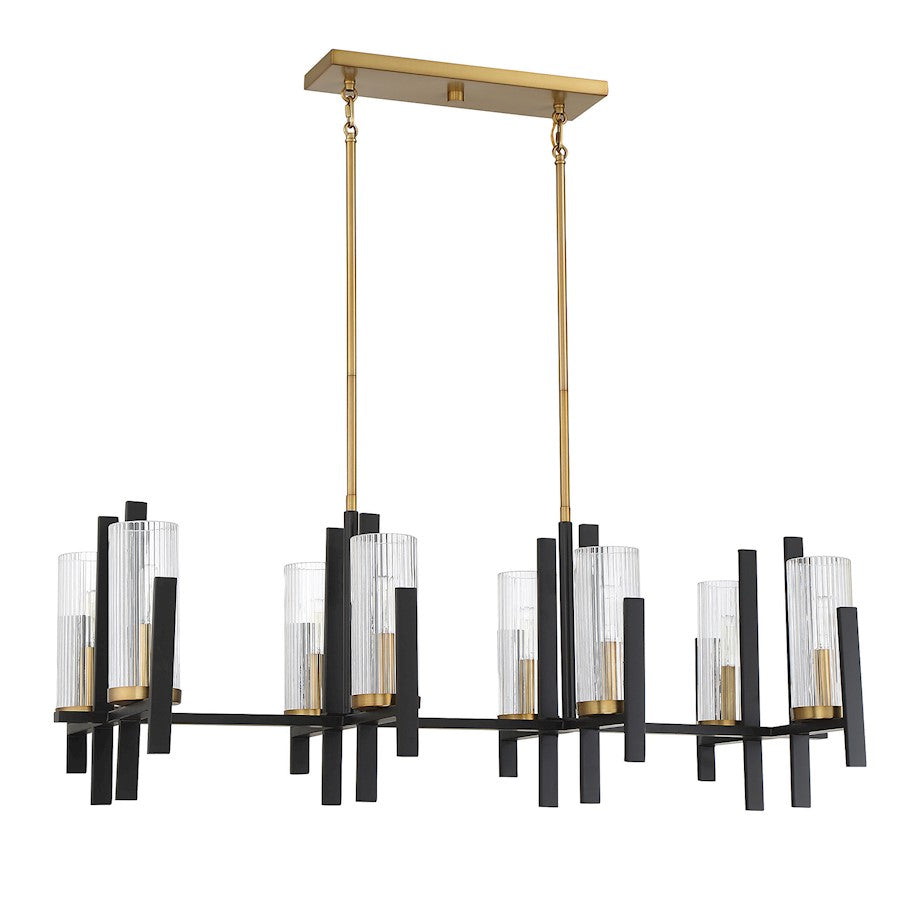 8 Light Linear Chandelier, Black