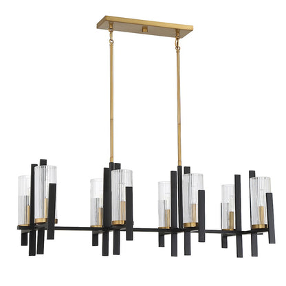 8 Light Linear Chandelier, Black