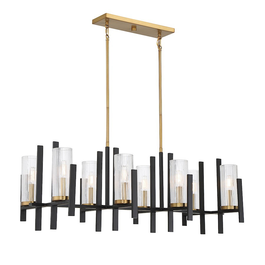 8 Light Linear Chandelier, Black