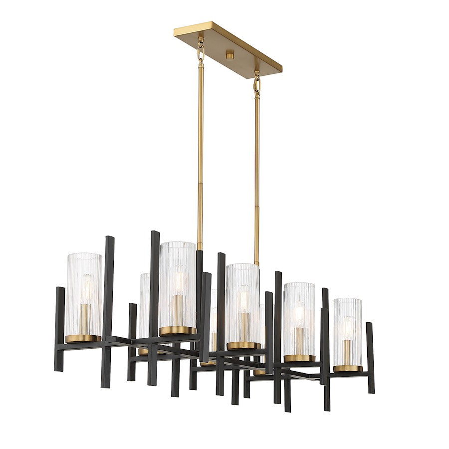 8 Light Linear Chandelier, Black