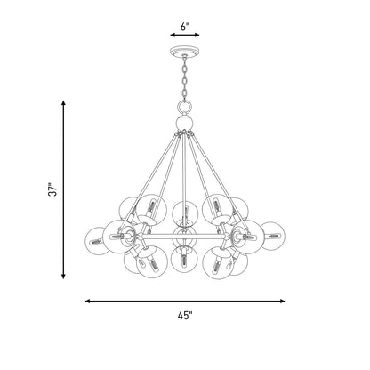 15 Light Chandelier, Warm Brass
