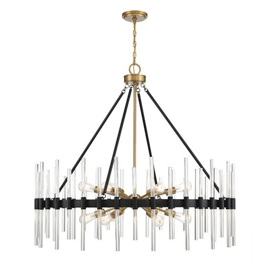 Savoy House Santiago 12Lt Chandelier, Black/Brass - 1-1934-12-143