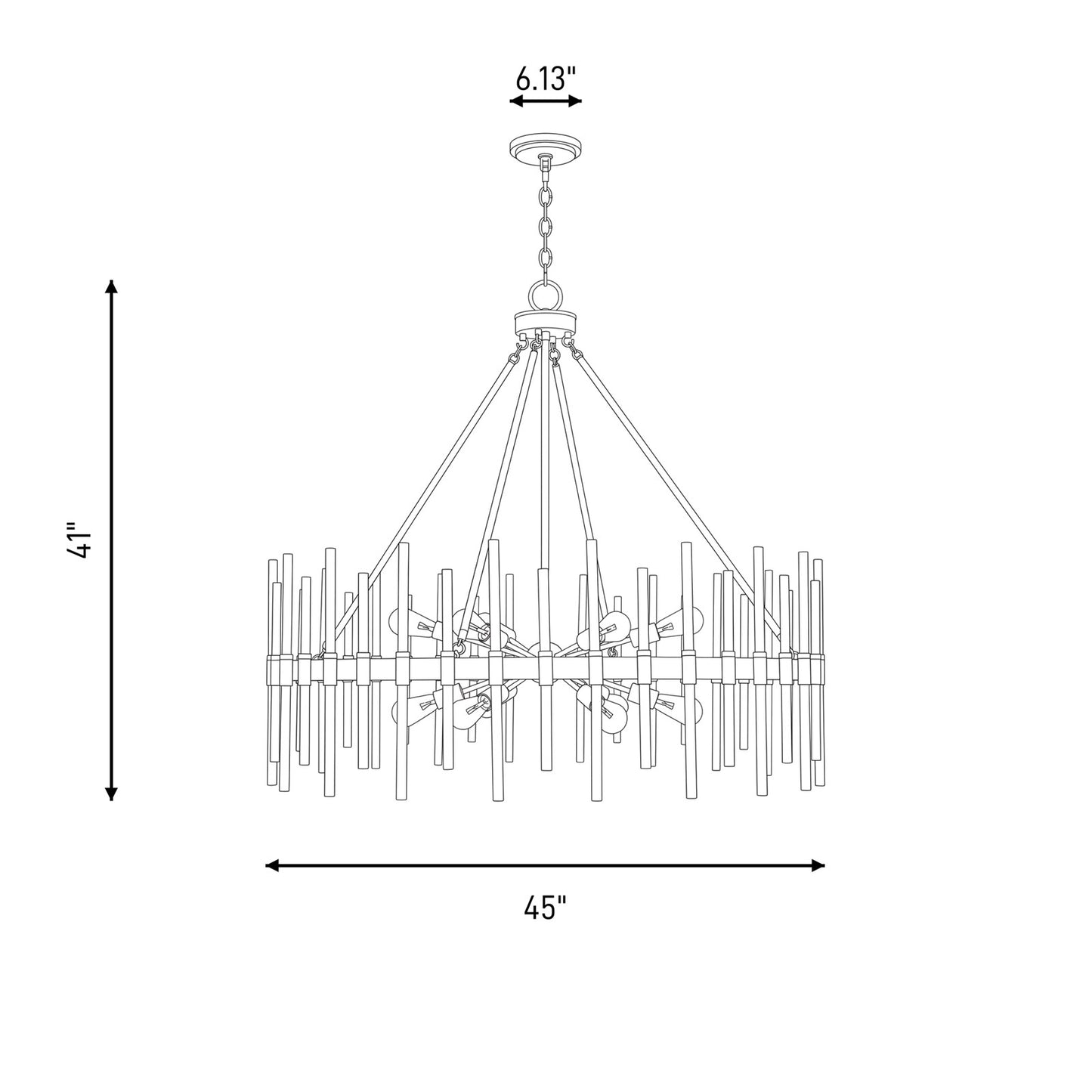 12 Light Chandelier, Black
